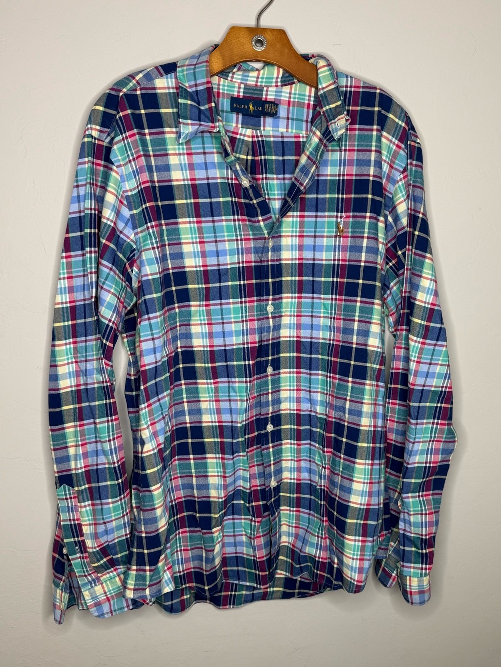 Ralph Lauren men’s long sleeve button up plaid XL blue red yellow
